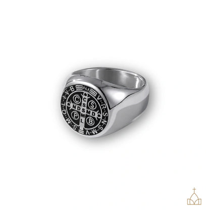 Anel Sacro Medalha de Sâo Bento Prata