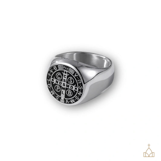 Anel Sacro Medalha de Sâo Bento Prata
